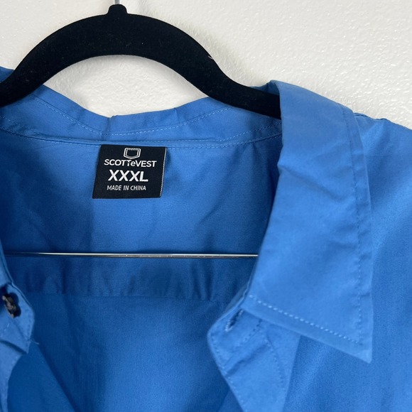 Scottevest Men's Short Sleeve‎ Button Up Travel Shirt Blue Sz XXXL - Picture 2 of 7